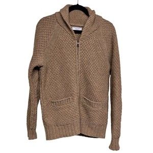 Wallace & Barnes Wool Full Zip Sweater Jacket Elbow Patches‎ Brown Men’s Small